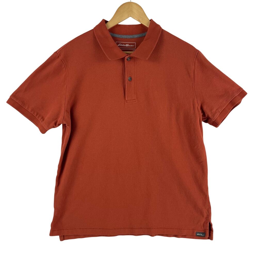 Eddie Bauer Men’s Rust Pique Polo Short Sleeve  SZ L 100% Cotton